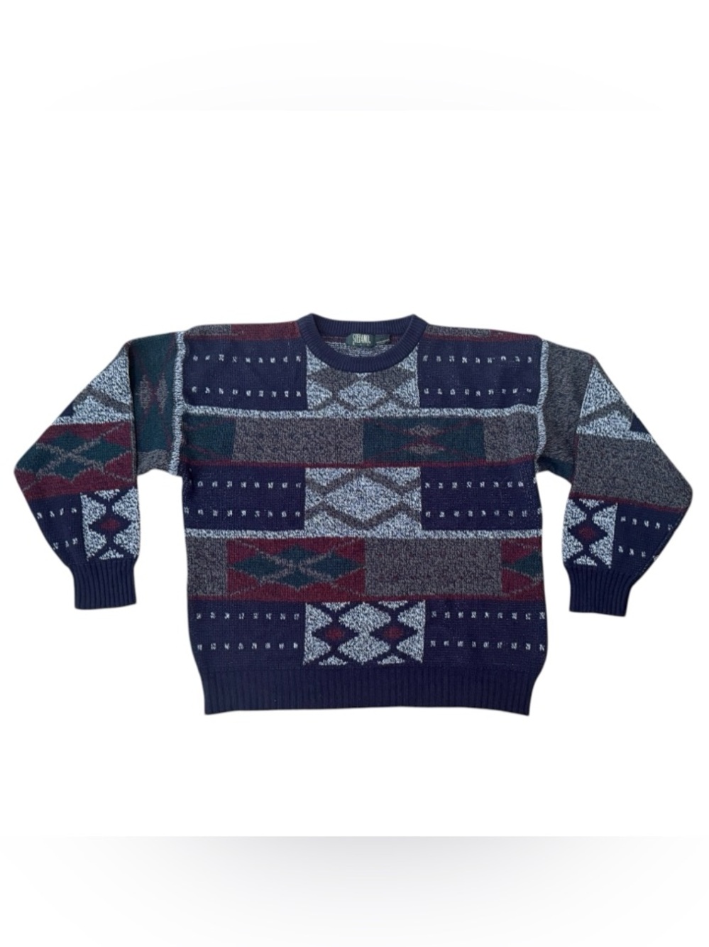 Vintage 90s Knit Stefano Sweater Mens XL Geometric Tribal Grunge Oversized USA